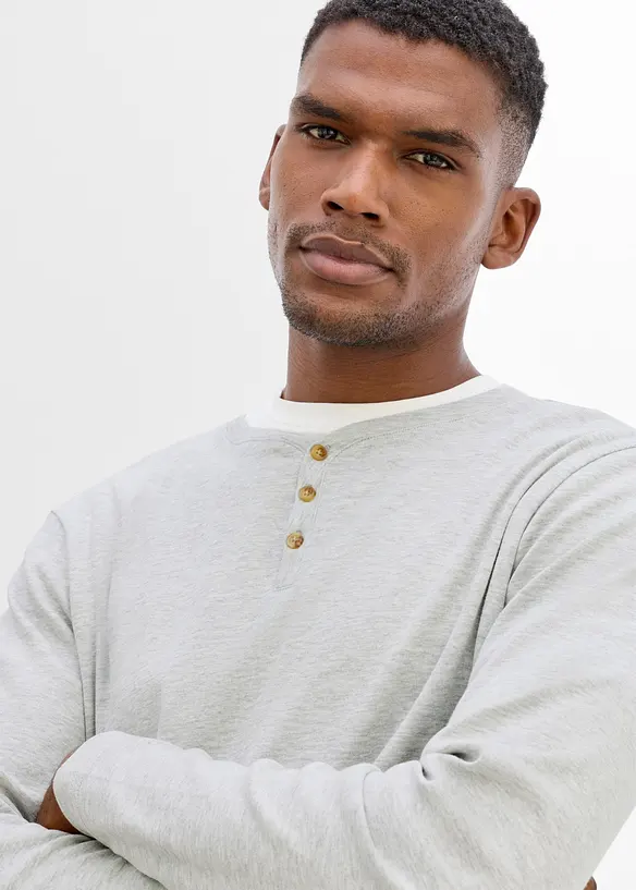 Henley-Rippshirt, Langarm (2er Pack), bonprix
