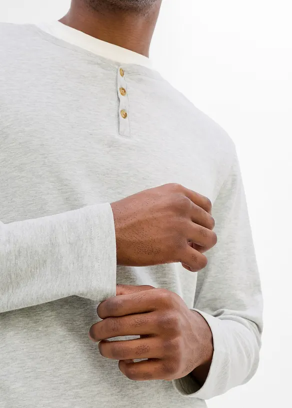 Henley-Rippshirt, Langarm (2er Pack), bonprix
