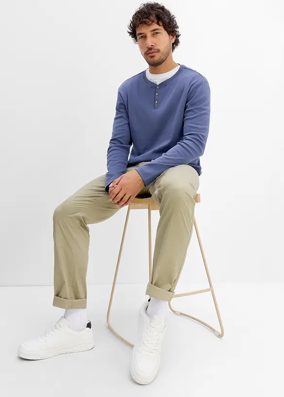 Lot de 2&nbsp;T-shirts c&ocirc;tel&eacute;s &agrave; col tunisien et manches longues, bonprix