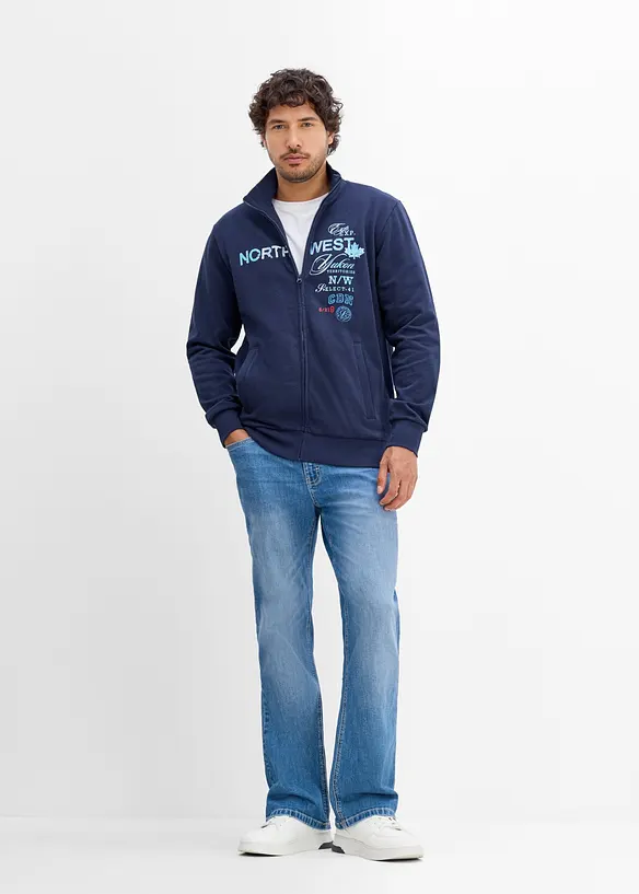 Sweat zipp&eacute; &agrave; col montant 100% coton, bonprix