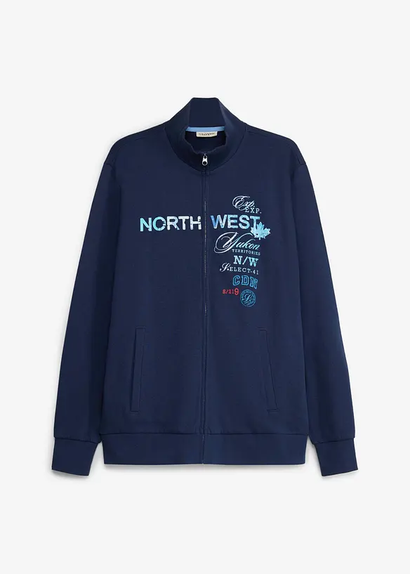 Sweat zipp&eacute; &agrave; col montant 100% coton, bonprix