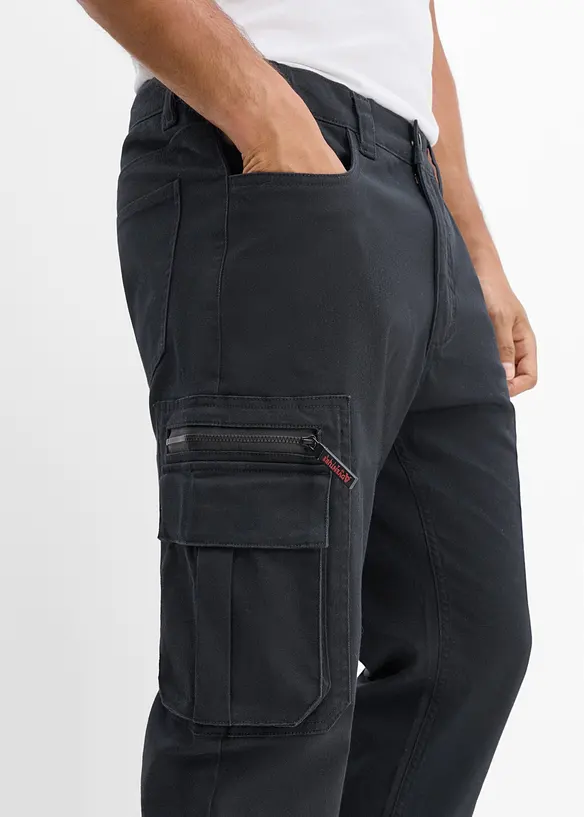 Pantalon cargo extensible &agrave; taille &eacute;lastiqu&eacute;e, coupe droite classique, bonprix