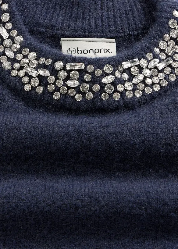 Strickkleid mit Strass-Applikation, bonprix