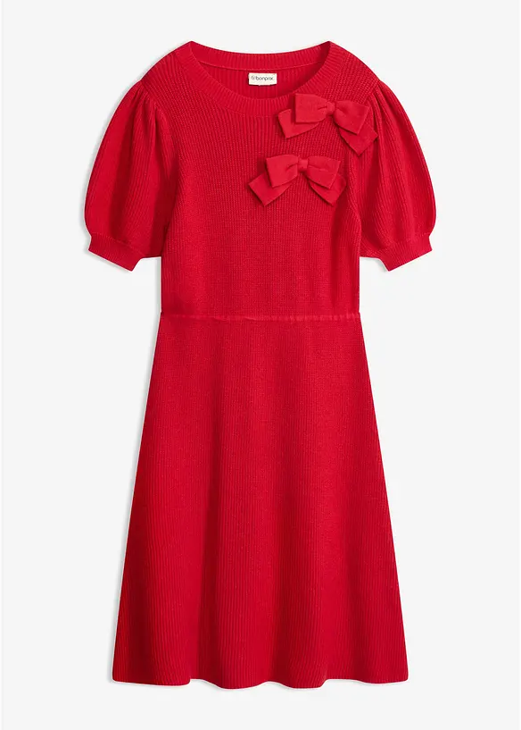 Robe en maille avec n&oelig;uds appliqu&eacute;s, bonprix