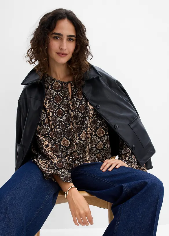 Blouse longue en viscose m&eacute;lang&eacute;e, bonprix