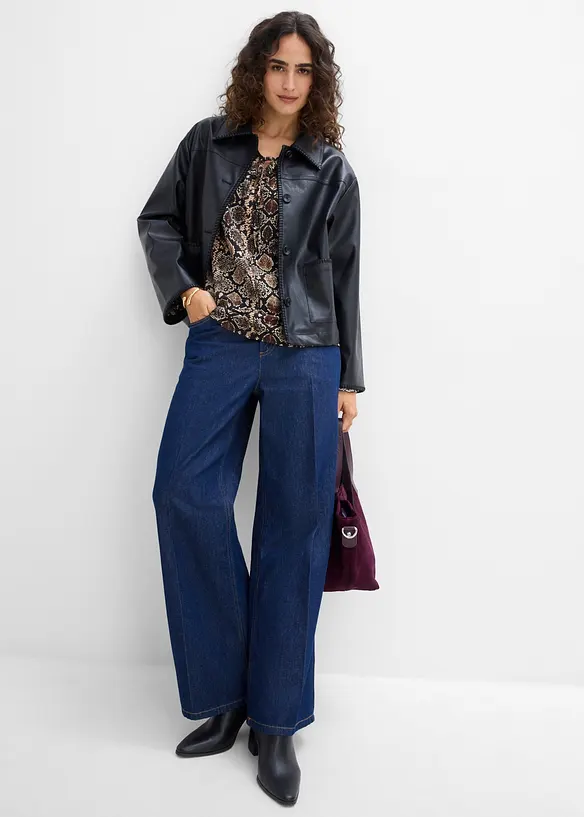 Blouse longue en viscose m&eacute;lang&eacute;e, bonprix