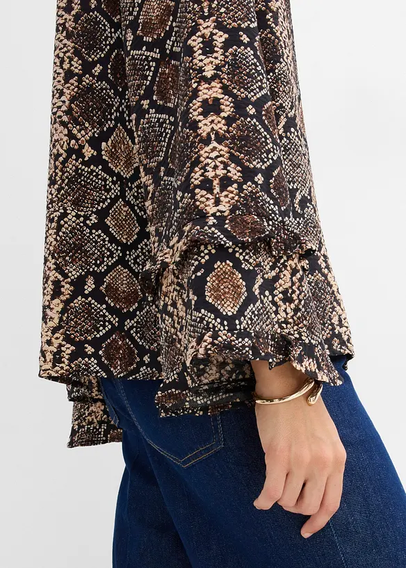 Blouse longue en viscose m&eacute;lang&eacute;e, bonprix