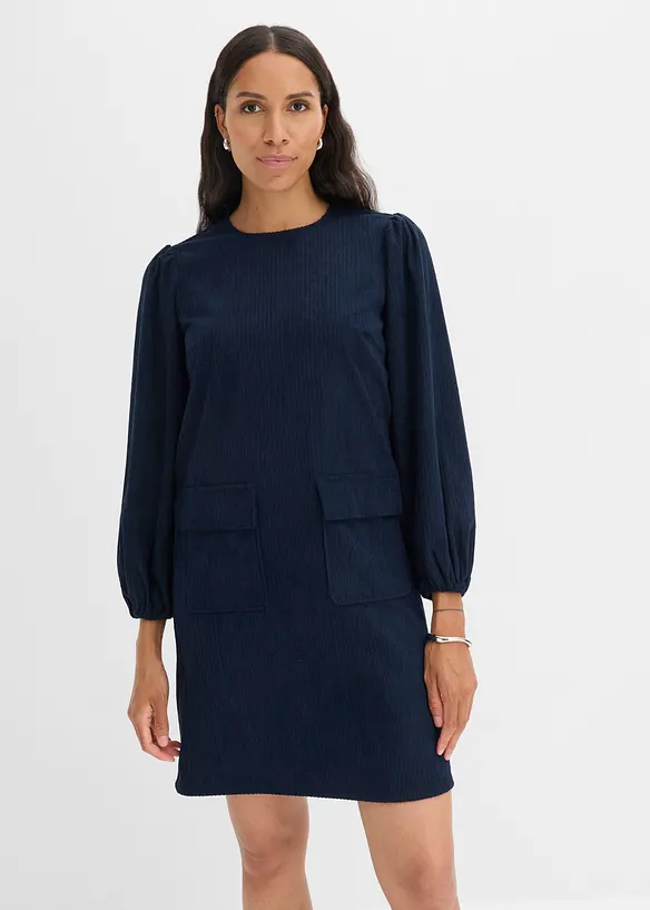 Robe en velours c&ocirc;tel&eacute; avec poches, bonprix