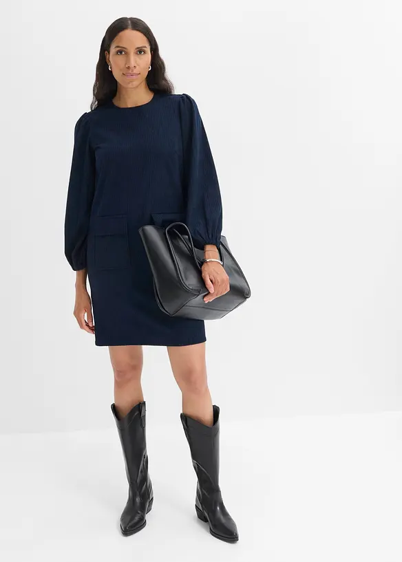 Robe en velours c&ocirc;tel&eacute; avec poches, bonprix