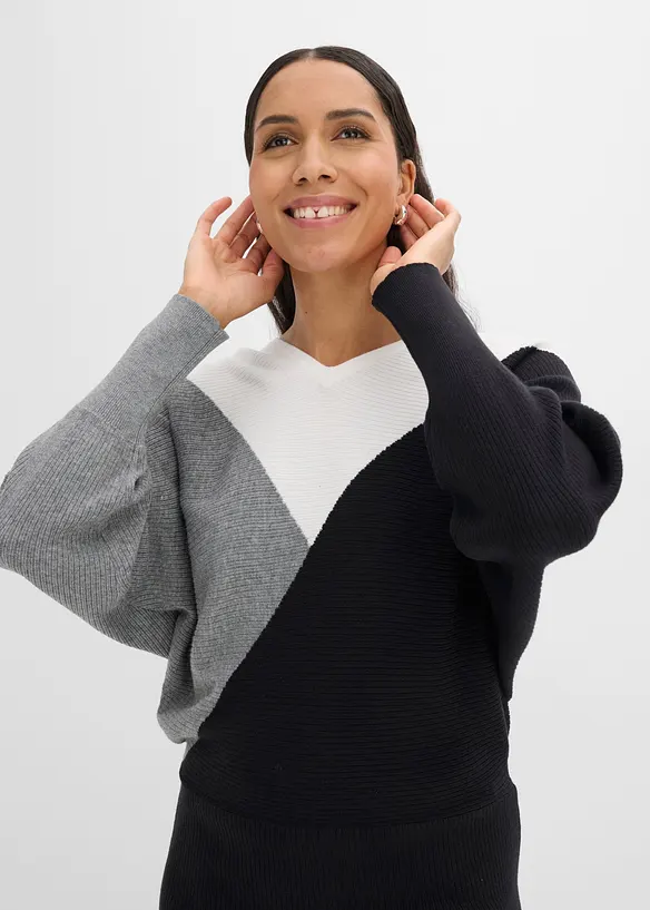 Robe en maille &agrave; manches chauve-souris, bonprix