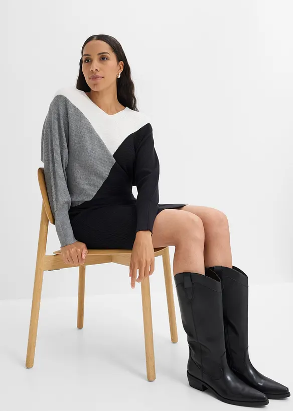 Robe en maille &agrave; manches chauve-souris, bonprix