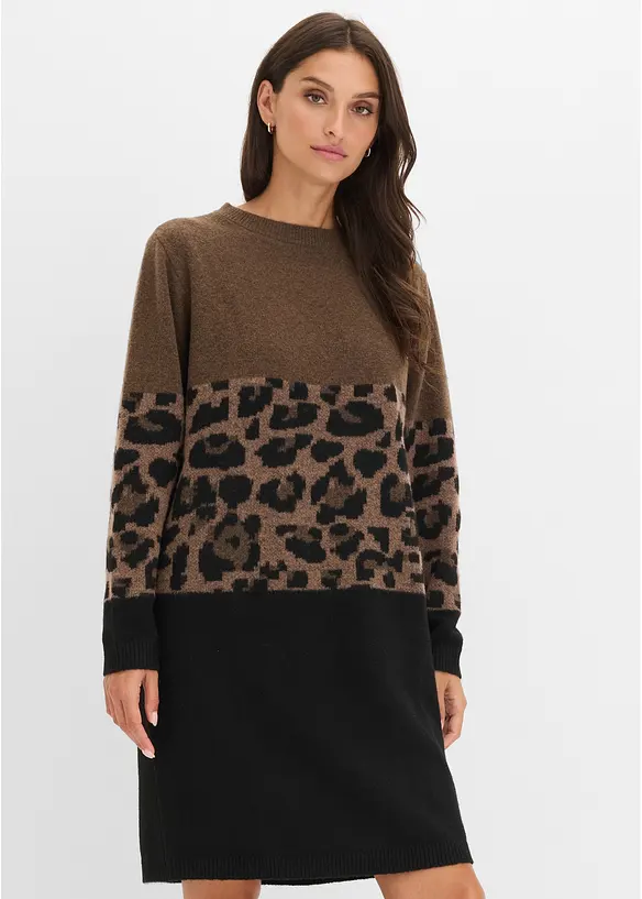 Robe en maille &agrave; motif jacquard, bonprix
