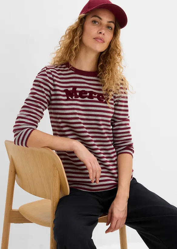 T-shirt manches longues en coton m&eacute;lang&eacute; &eacute;pais, bonprix