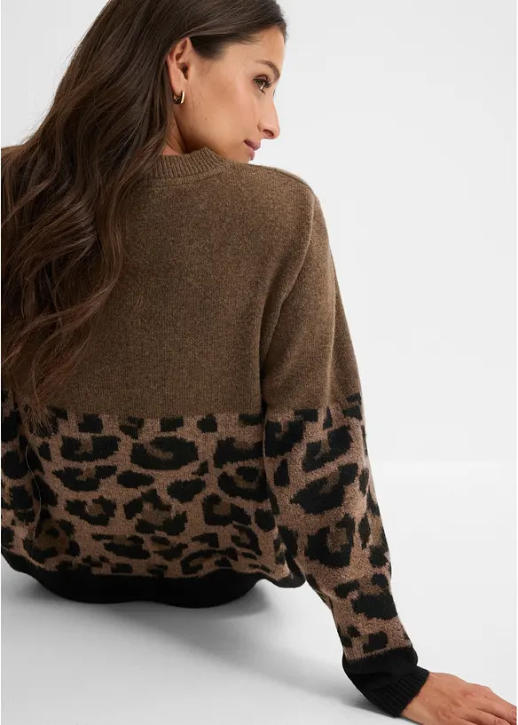 Robe en maille &agrave; motif jacquard, bonprix