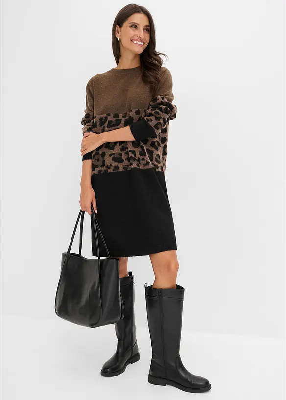 Robe en maille &agrave; motif jacquard, bonprix