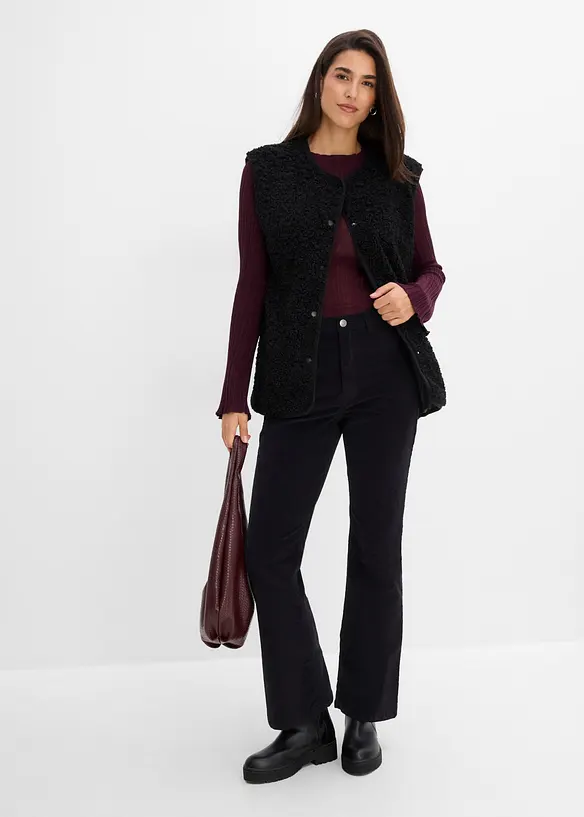 Pantalon bootcut en velours c&ocirc;tel&eacute; extensible, bonprix
