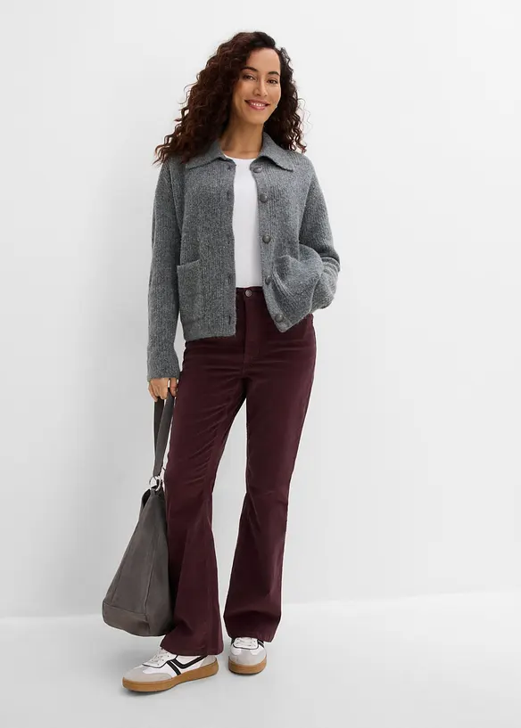 Pantalon bootcut en velours c&ocirc;tel&eacute; extensible, bonprix