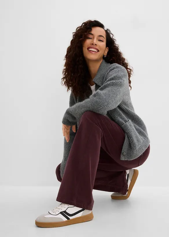 Pantalon bootcut en velours c&ocirc;tel&eacute; extensible, bonprix