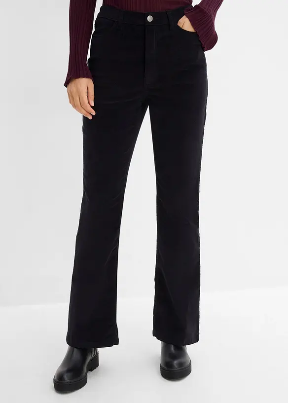 Pantalon bootcut en velours c&ocirc;tel&eacute; extensible, bonprix