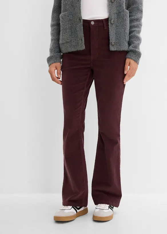 Pantalon bootcut en velours c&ocirc;tel&eacute; extensible, bonprix
