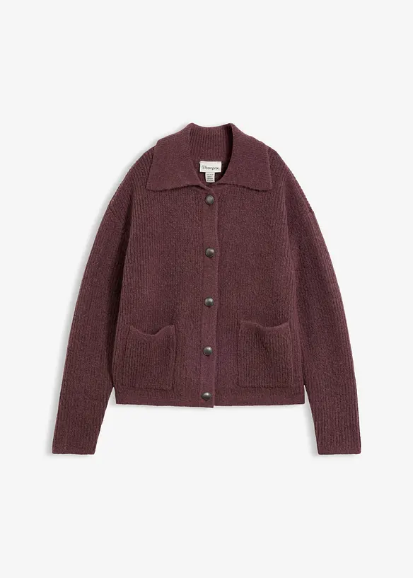 Strickjacke aus flauschigem Rippstrick, bonprix