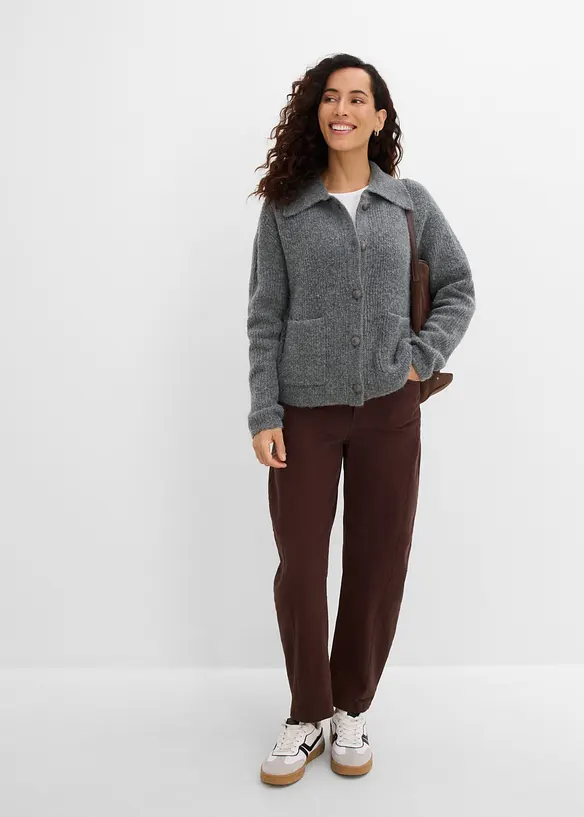 Strickjacke aus flauschigem Rippstrick, bonprix