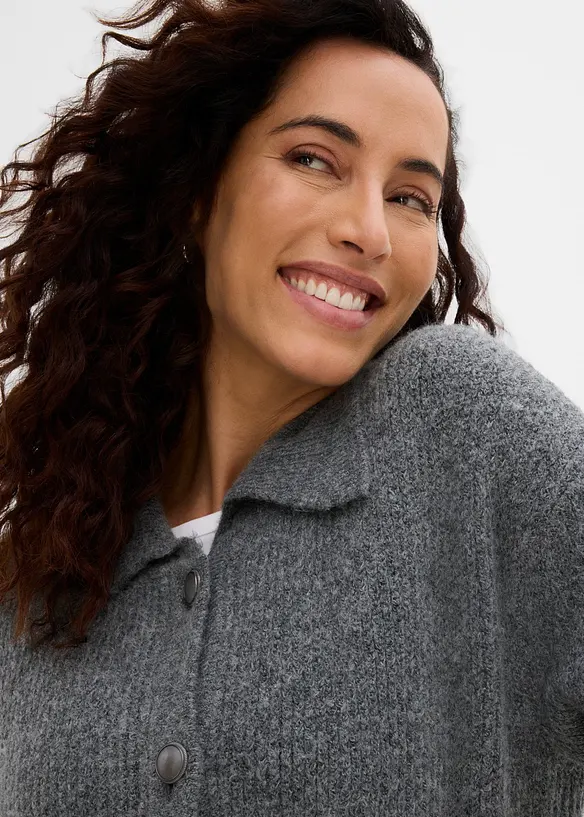 Strickjacke aus flauschigem Rippstrick, bonprix