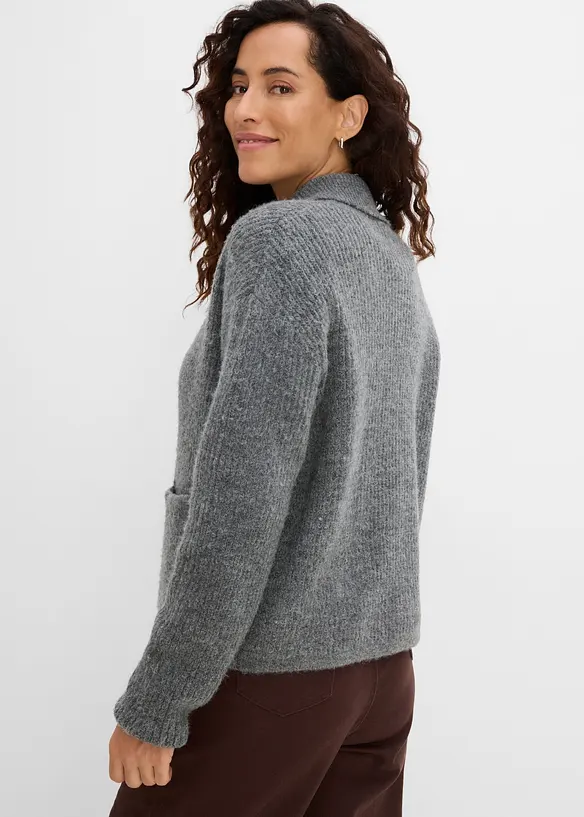 Strickjacke aus flauschigem Rippstrick, bonprix
