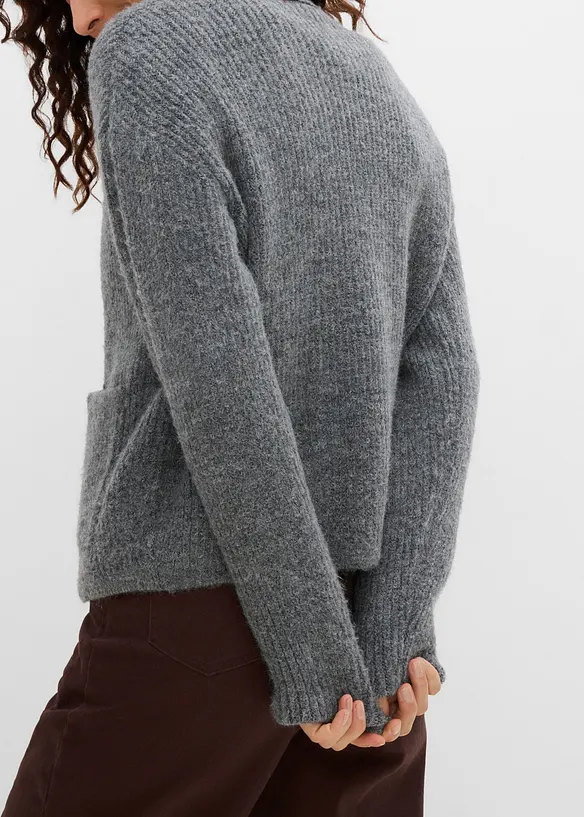 Strickjacke aus flauschigem Rippstrick, bonprix