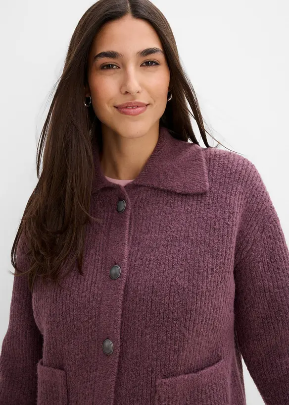 Strickjacke aus flauschigem Rippstrick, bonprix