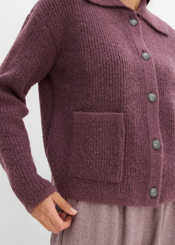 Strickjacke aus flauschigem Rippstrick, bonprix