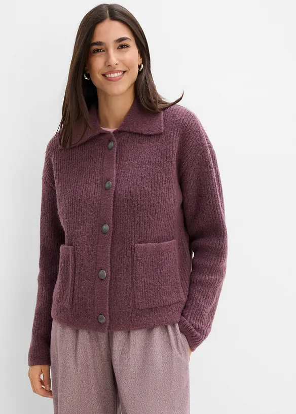 Strickjacke aus flauschigem Rippstrick, bonprix