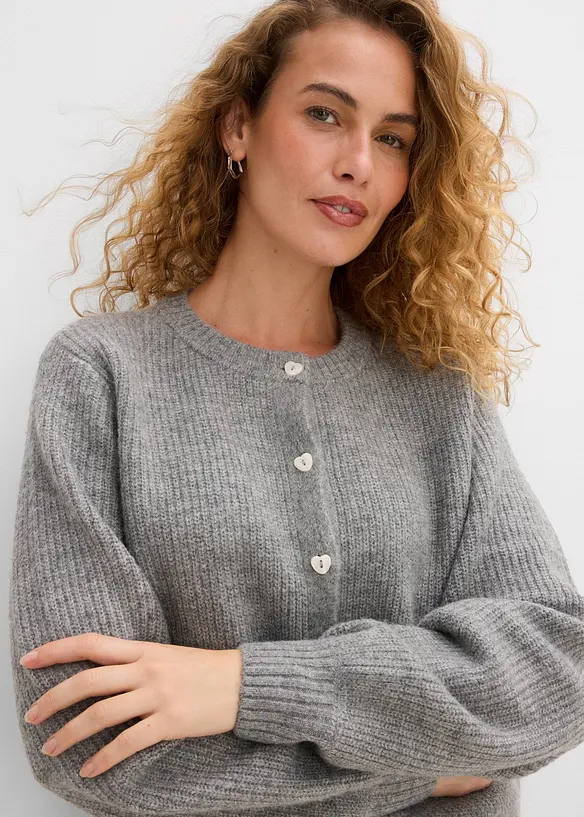 Gilet en maille &agrave; boutons c&oelig;ur, bonprix