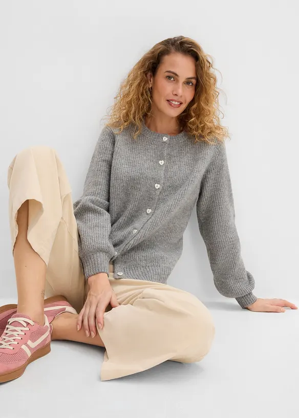 Gilet en maille &agrave; boutons c&oelig;ur, bonprix