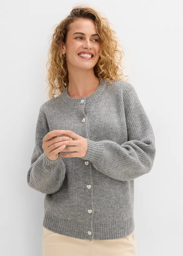 Gilet en maille &agrave; boutons c&oelig;ur, bonprix