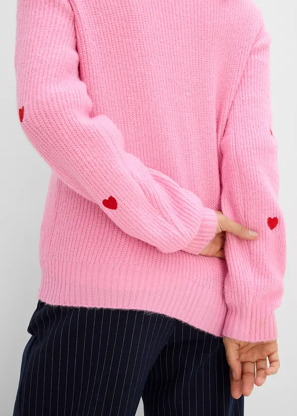 Gilet en maille &agrave; broderie c&oelig;ur, bonprix
