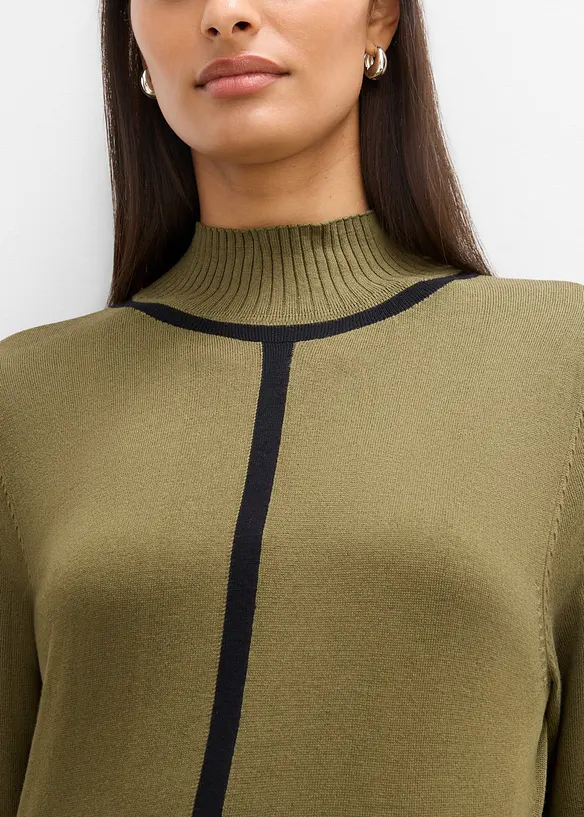 Strickkleid aus Viskose-Mix mit Kontrastdetails, bonprix