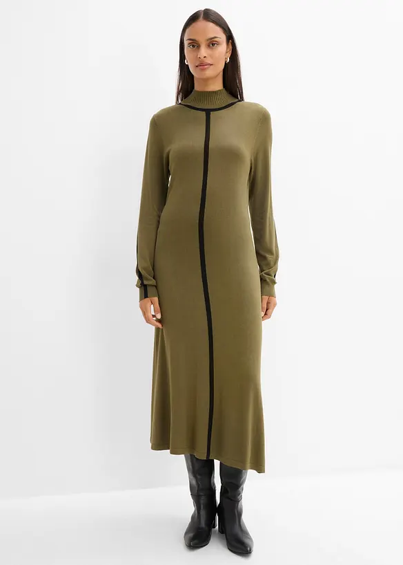 Strickkleid aus Viskose-Mix mit Kontrastdetails, bonprix