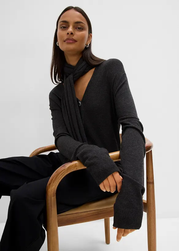 Feinstrickjacke mit Schaldetail, bonprix