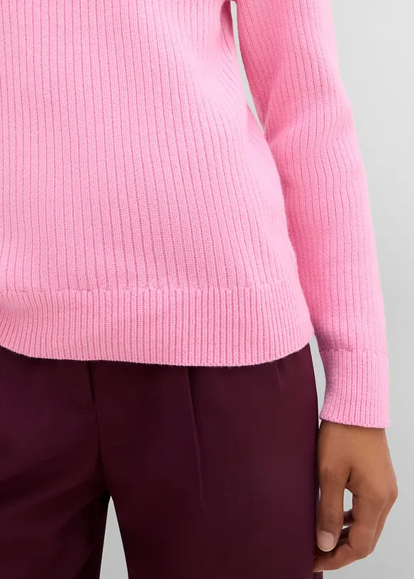 Grobstrick-Pullover mit Turtleneck und Schaldetail, bonprix