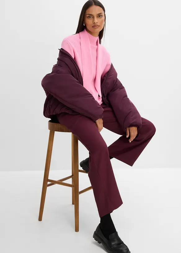 Grobstrick-Pullover mit Turtleneck und Schaldetail, bonprix