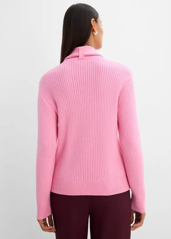 Grobstrick-Pullover mit Turtleneck und Schaldetail, bonprix