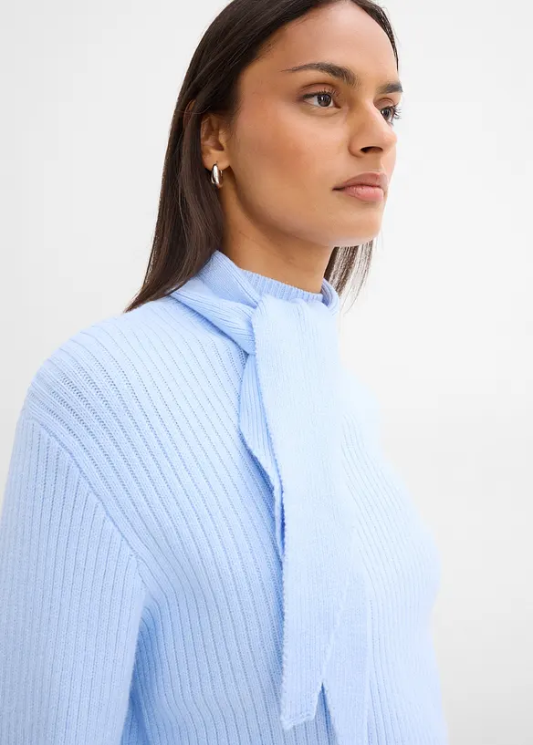 Grobstrick-Pullover mit Turtleneck und Schaldetail, bonprix