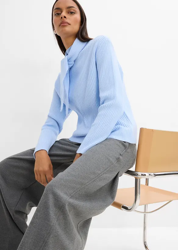 Grobstrick-Pullover mit Turtleneck und Schaldetail, bonprix