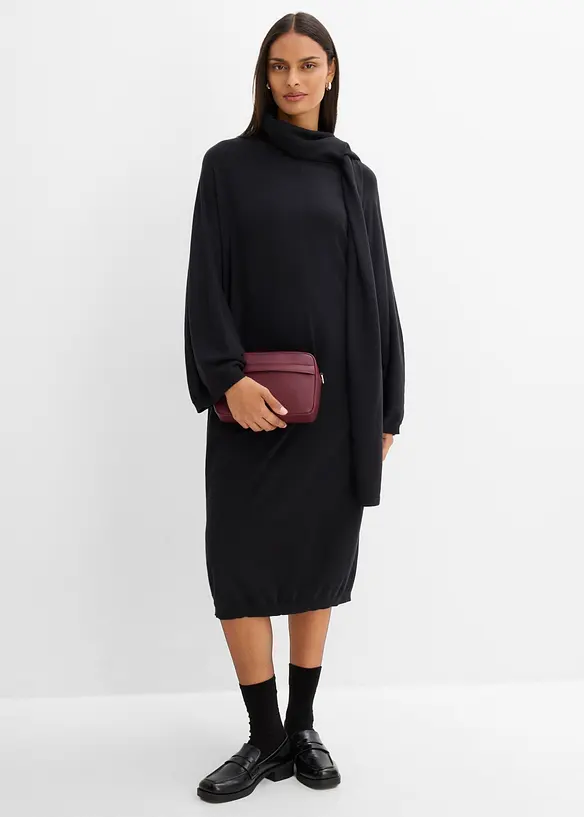 Strickkleid mit Schaldetail aus Viskose-Mix, bonprix