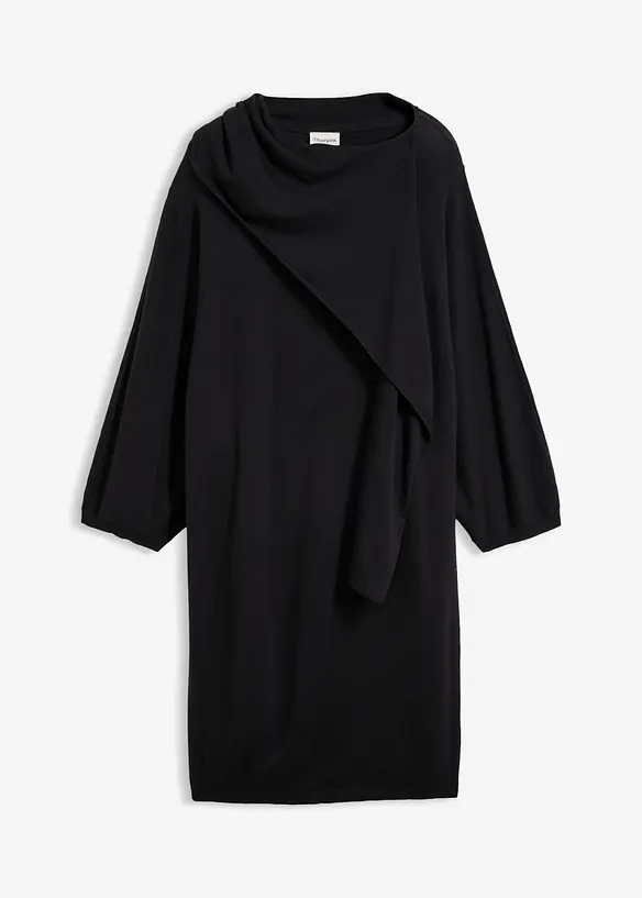 Strickkleid mit Schaldetail aus Viskose-Mix, bonprix