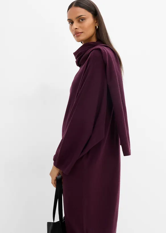 Strickkleid mit Schaldetail aus Viskose-Mix, bonprix