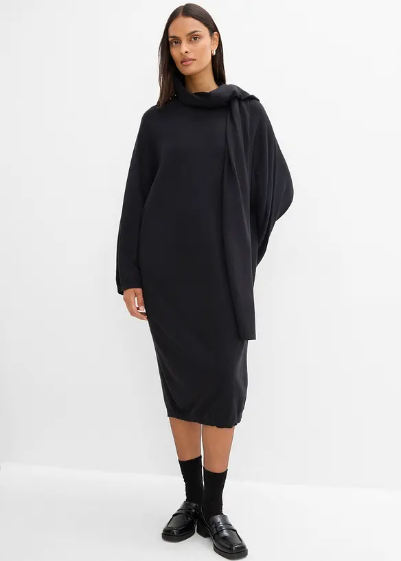 Strickkleid mit Schaldetail aus Viskose-Mix, bonprix