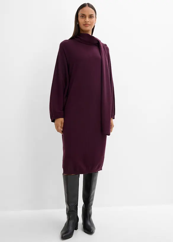 Strickkleid mit Schaldetail aus Viskose-Mix, bonprix