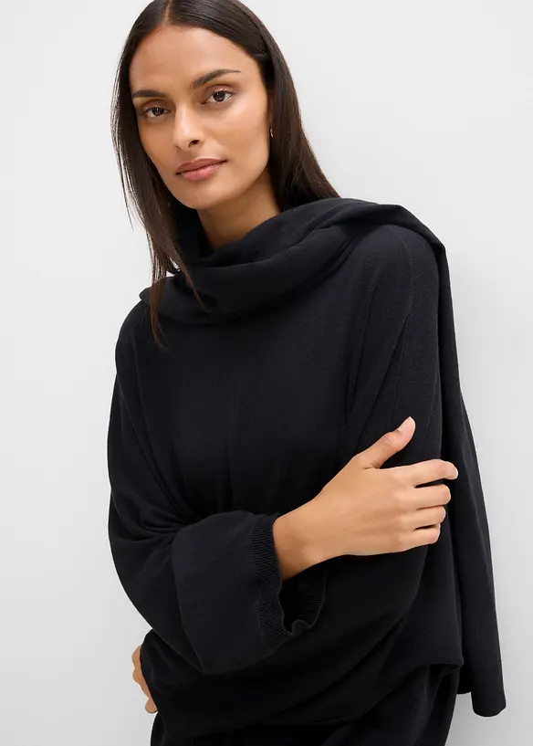 Strickkleid mit Schaldetail aus Viskose-Mix, bonprix
